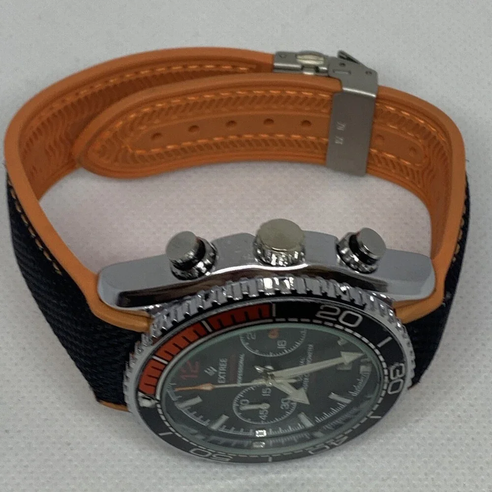 Extree 1913 Men's Black Band Analog Black Dial Quartz Genuine Wrist Watch Ga134